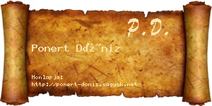 Ponert Döniz névjegykártya
